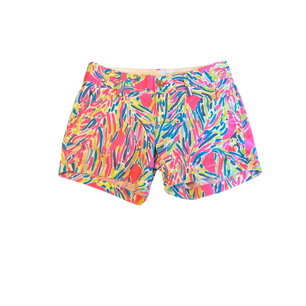 Lilly Pulitzer Shorts Multicolor The Callahan Short Pink Blue Abstract Cotton 0